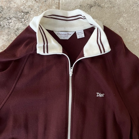 Christian Dior Vintage Monsieur Vintage Zip-Up Track Jacket in Burgundy, size XL - Picture 8 of 11